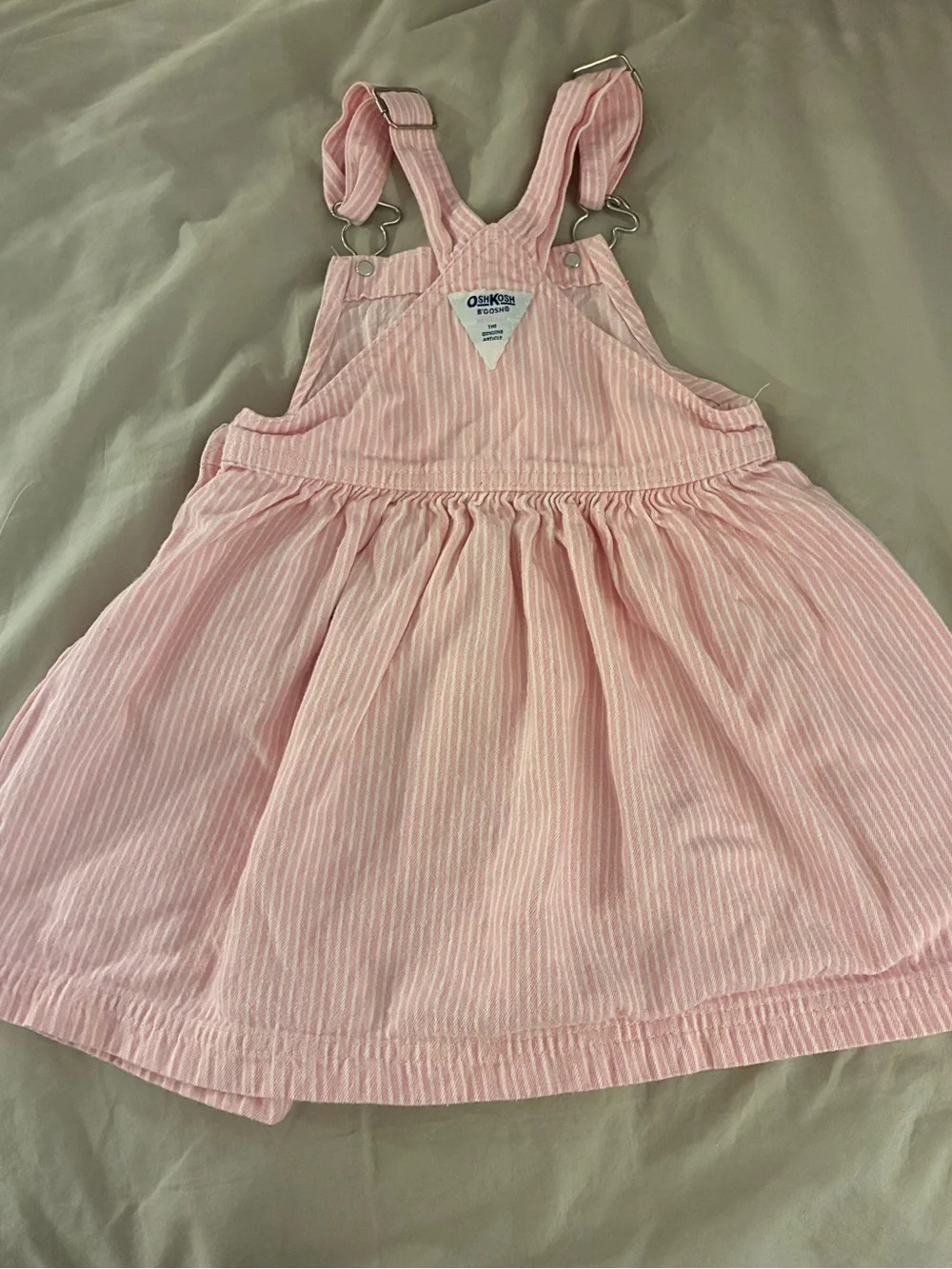 Vintage OshKosh 80’s 90’s Pink Stripe Overall Jumper Dress 3T USA Union Made